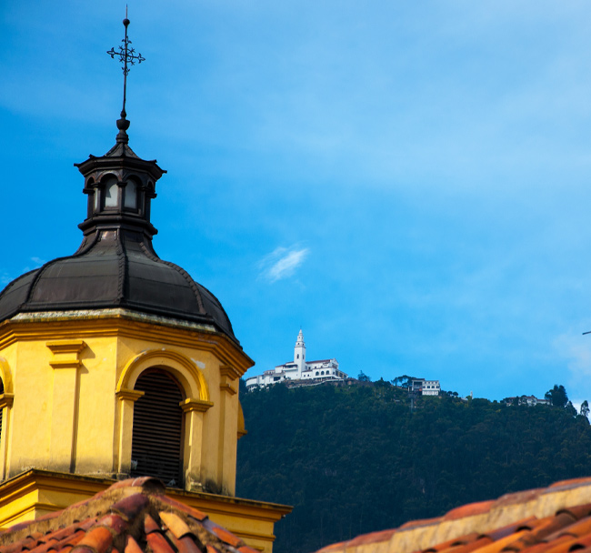 View of the hilltop Monserrate Monastery from the streets of Chapinero