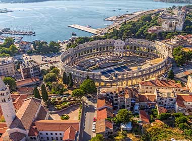 a view of the Roman amphitheatre in Pula, Croatia