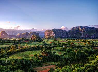 tobacco plantations in vinales cuba countryside green hills