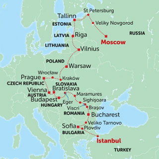 Eastern Europe Adventure tour map