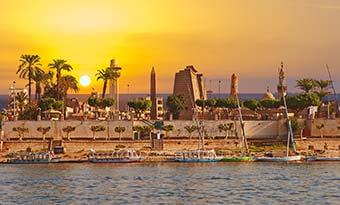 sunset along the river nile in cairo the capital city of egypt