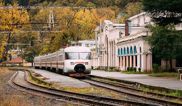 travelling around georgia on the train in autumn in georgia