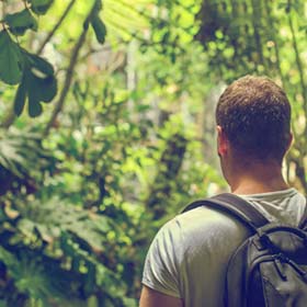 Solo traveler on a group tour through the Amazon Jungle in Peru