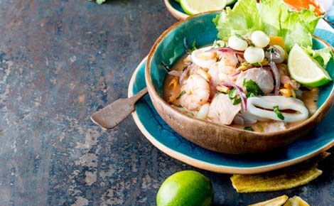 A bowl of ceviche