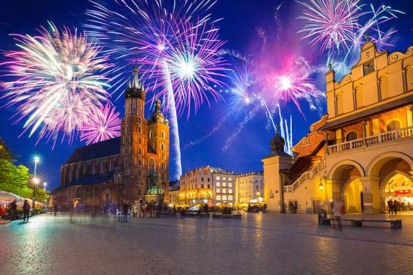 fireworks in krakow for new years eve