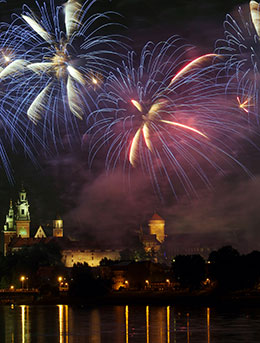 fireworks for wianki festival in poland