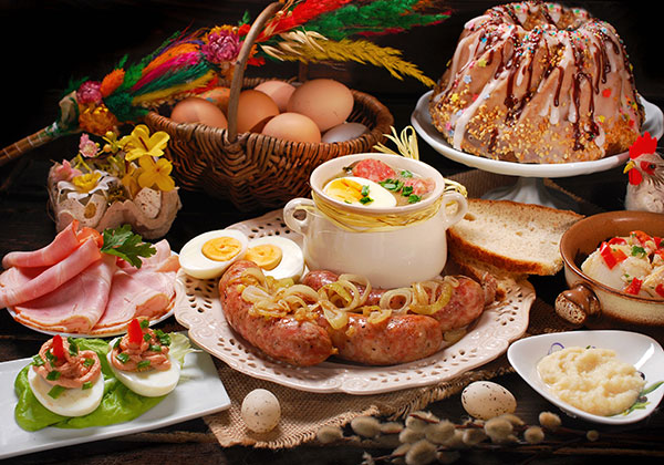 table filled with polish food