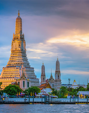 Wat Arun is a famous temple in Bangkok, Thailand