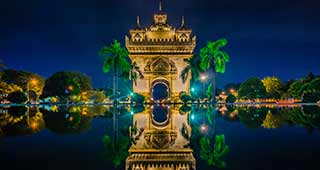 travel to laos on holiday and visit the frnch architecture built arch Patuaxi gate of triumph in vientiane laos