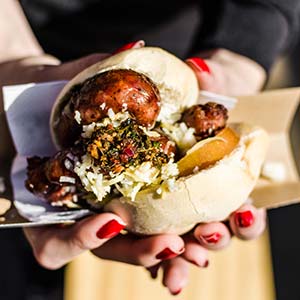 choripan is a popular street food in Argentina