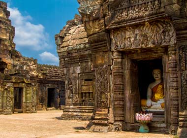 Nokor Bachey Pagoda in Kampong Cham close to the Mekong River an amazing sight for any traveller on holiday in Cambodia