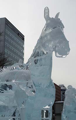 ice sculpture of a horse for best time to visit japan during sapporo snow festival japan