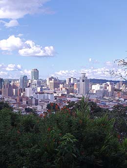 view looking over to the city skyscrape of harare the capital city of zimbabwe