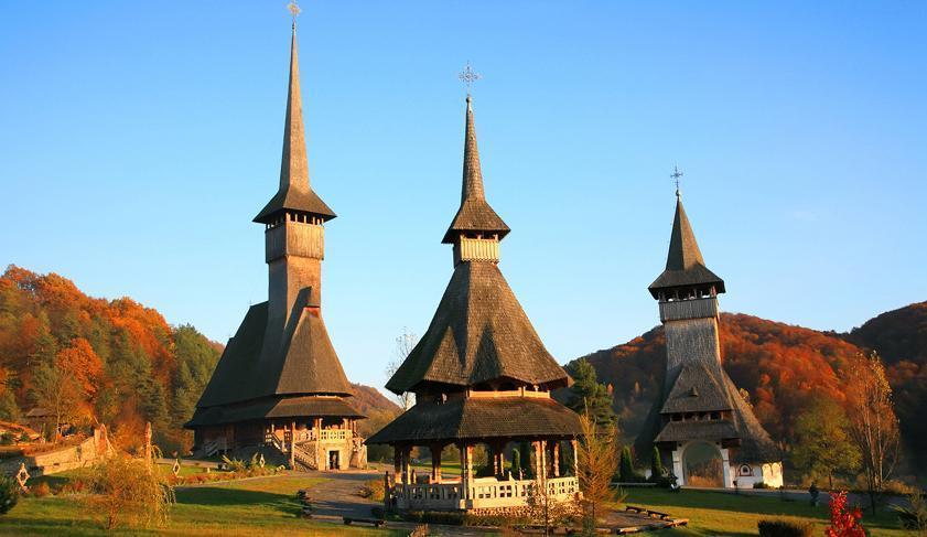 Barsana commune and chuches in Maramures, Romania